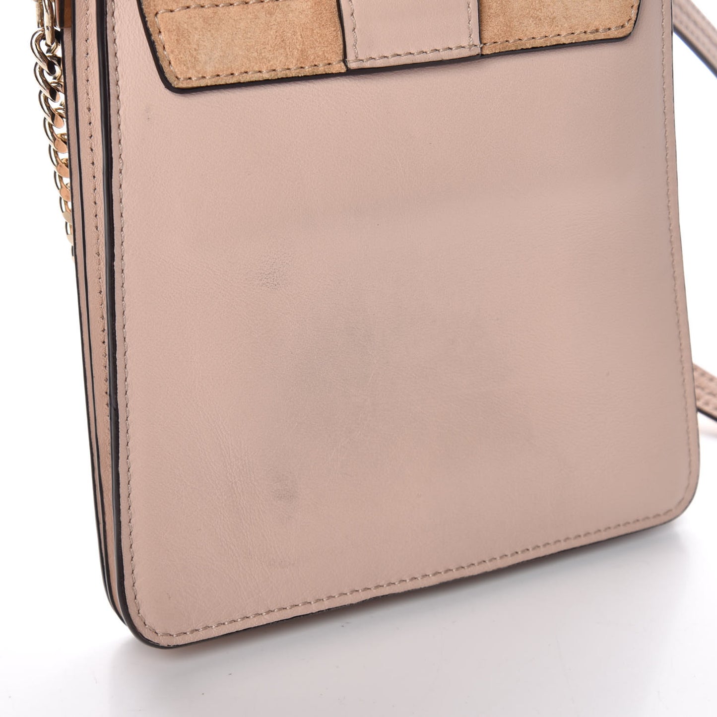 Suede Calfskin Mini Faye Bracelet Bag Cement Pink