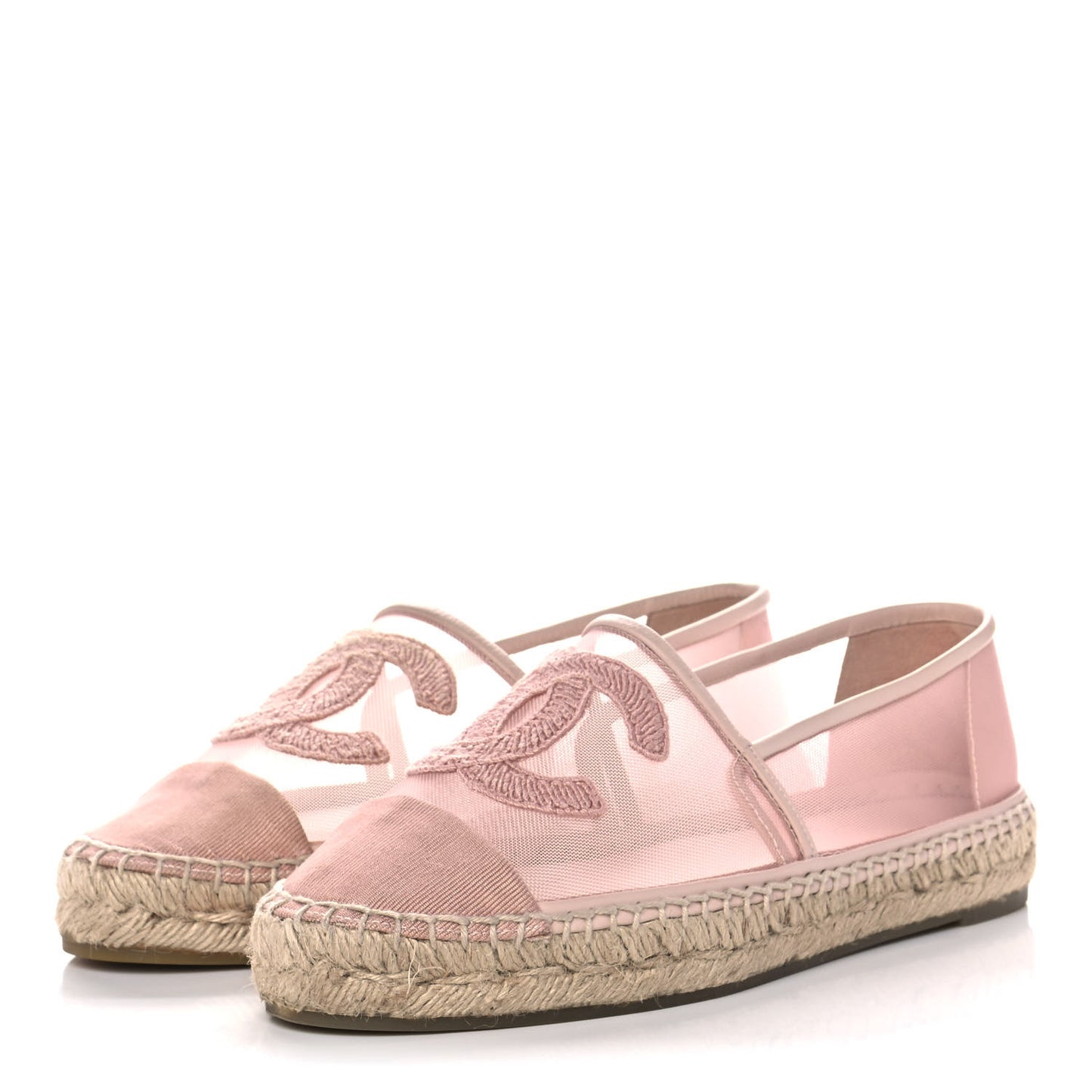 Mesh Grosgrain CC Espadrilles 37 Pink