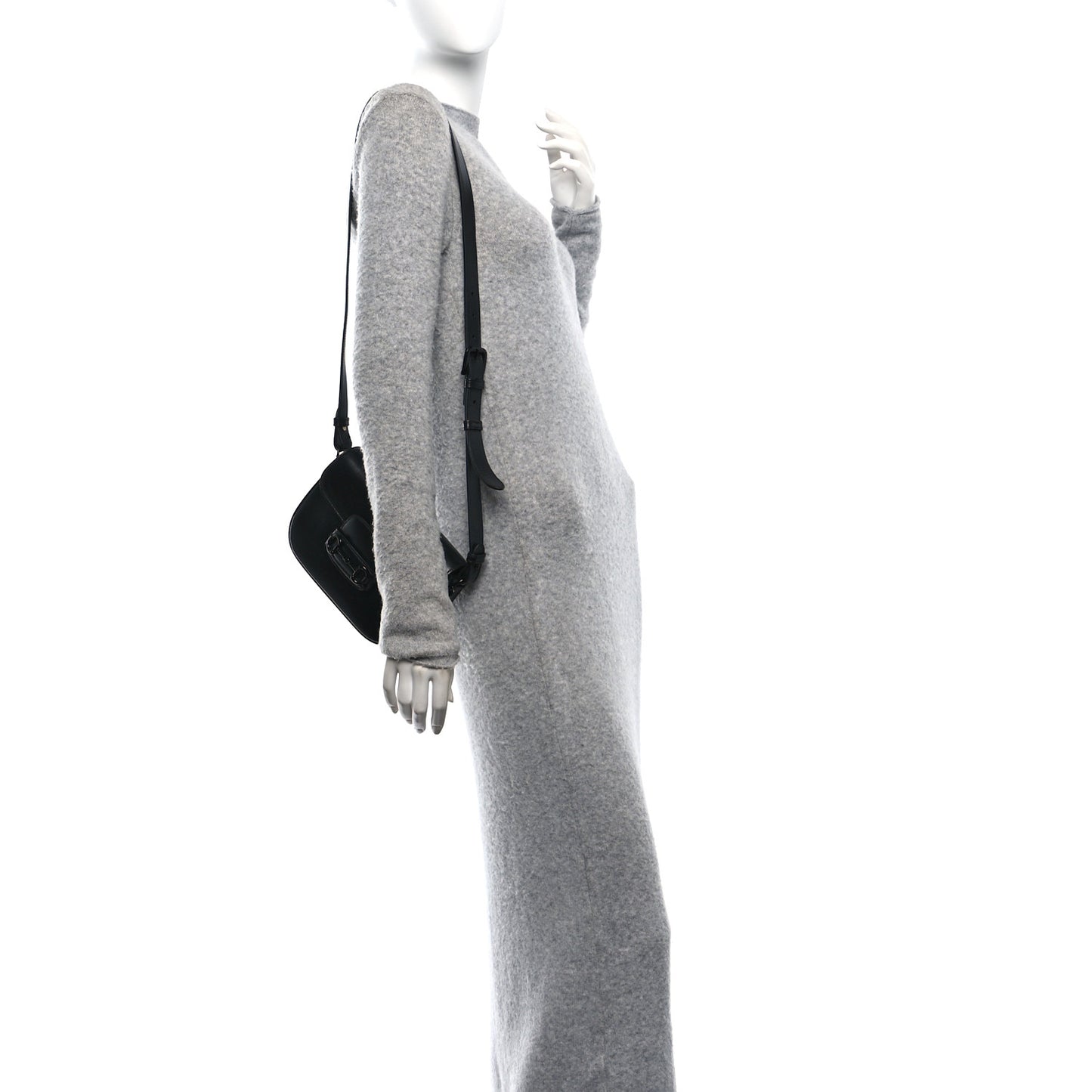 Azalea Calfskin Web Monochrome Small Horsebit 1955 Shoulder Bag Black