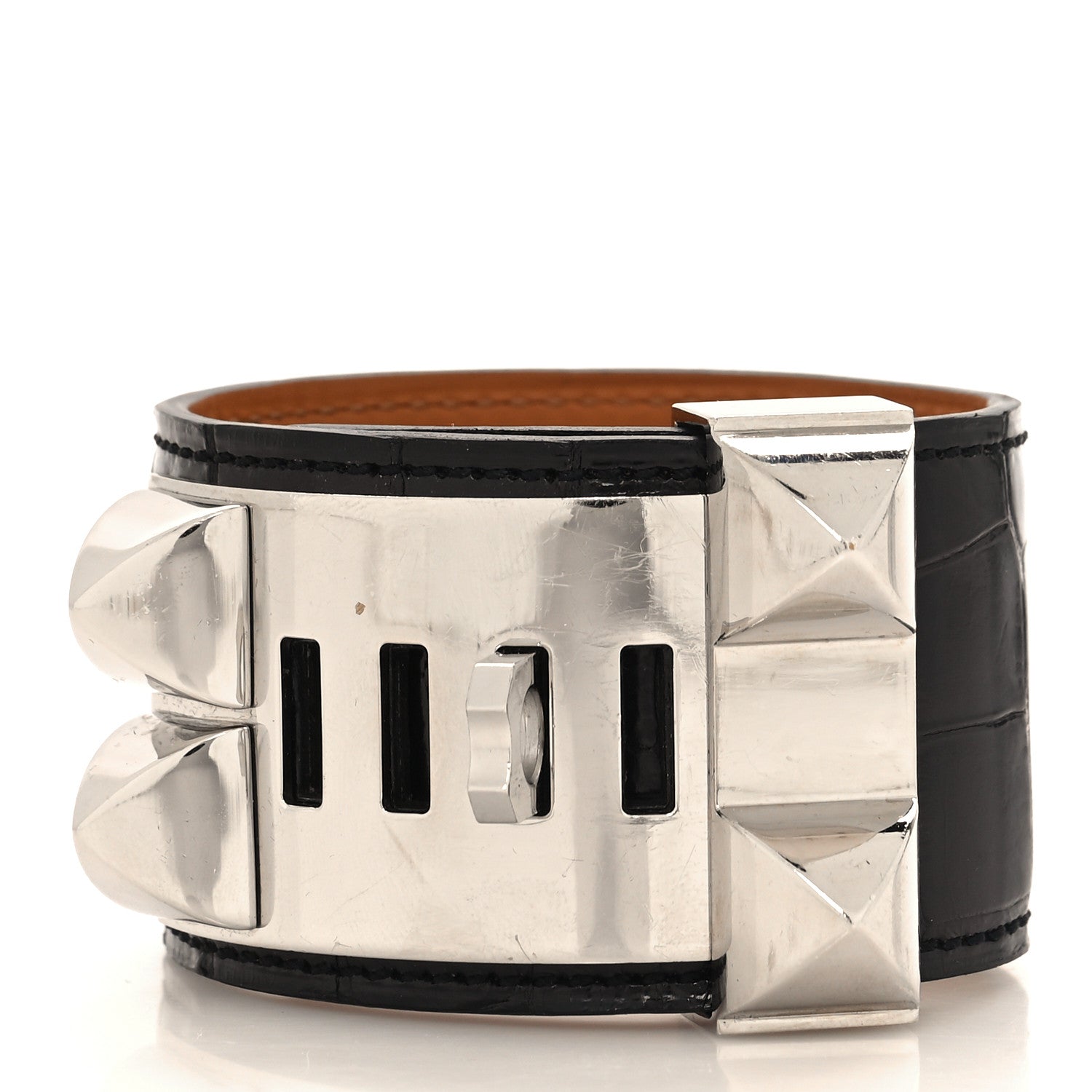 Hermes Shiny Alligator Collier de Chien CDC Bracelet S Graphite 3 of 6