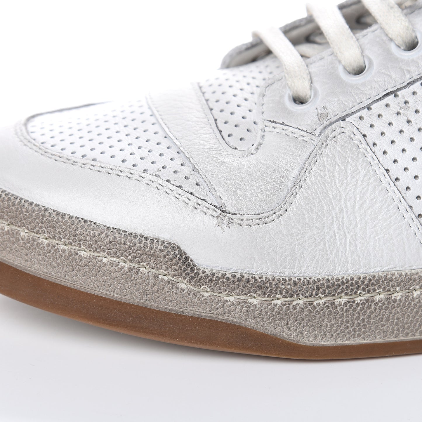 Calfskin Perforated Mens SL24 Sneakers 41 White