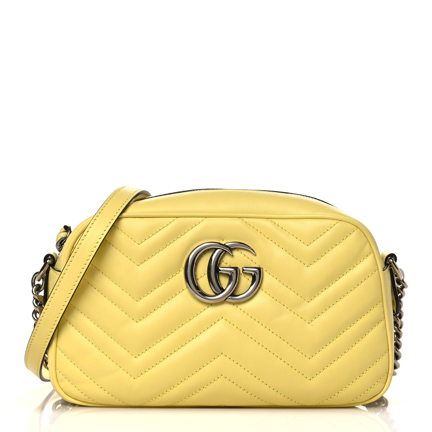 Calfskin Matelasse Small GG Marmont Chain Shoulder Bag Banana