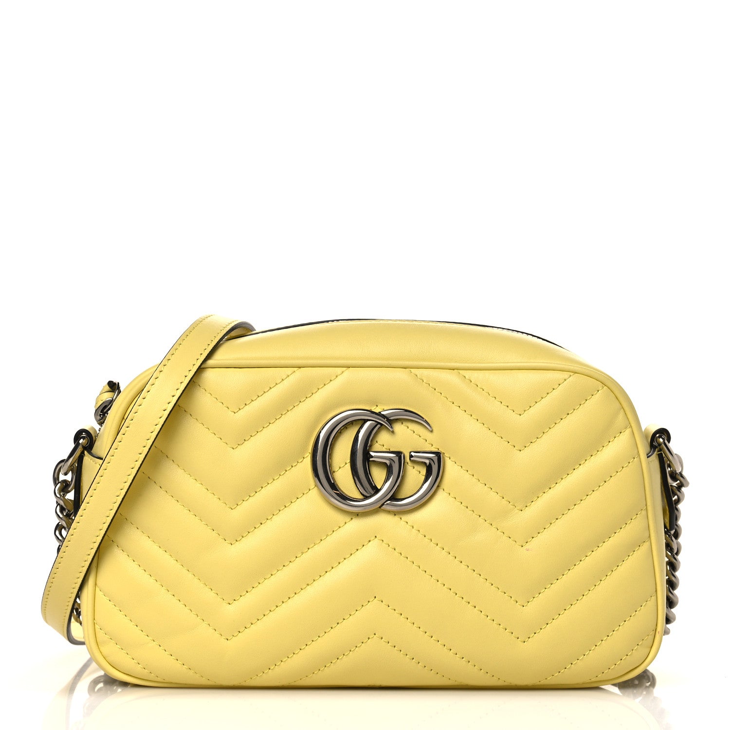 Gucci Calfskin Matelasse Small GG Marmont Chain Shoulder Bag Banana 1 of 10