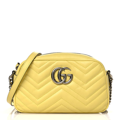 Gucci Calfskin Matelasse Small GG Marmont Chain Shoulder Bag Banana 1 of 10
