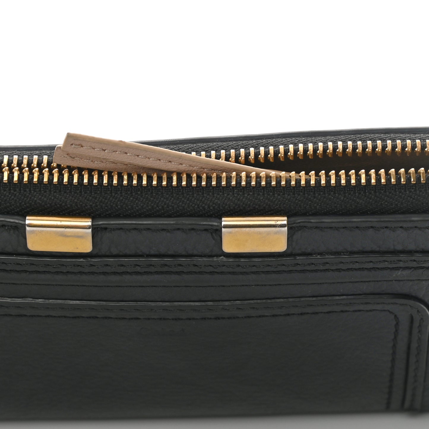 Grained Calfskin Marcie Long Zip Around Wallet Black