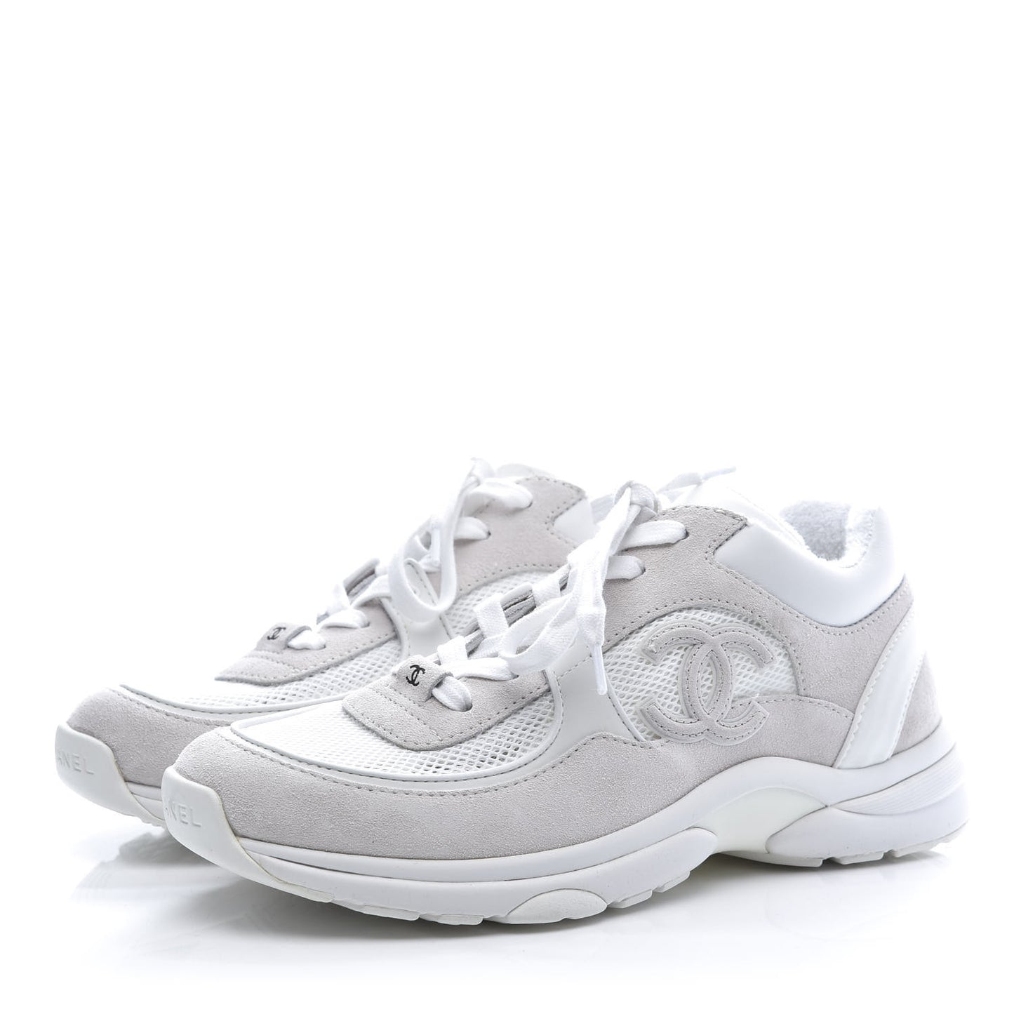 Suede Calfskin Fabric CC Sneakers 39 White