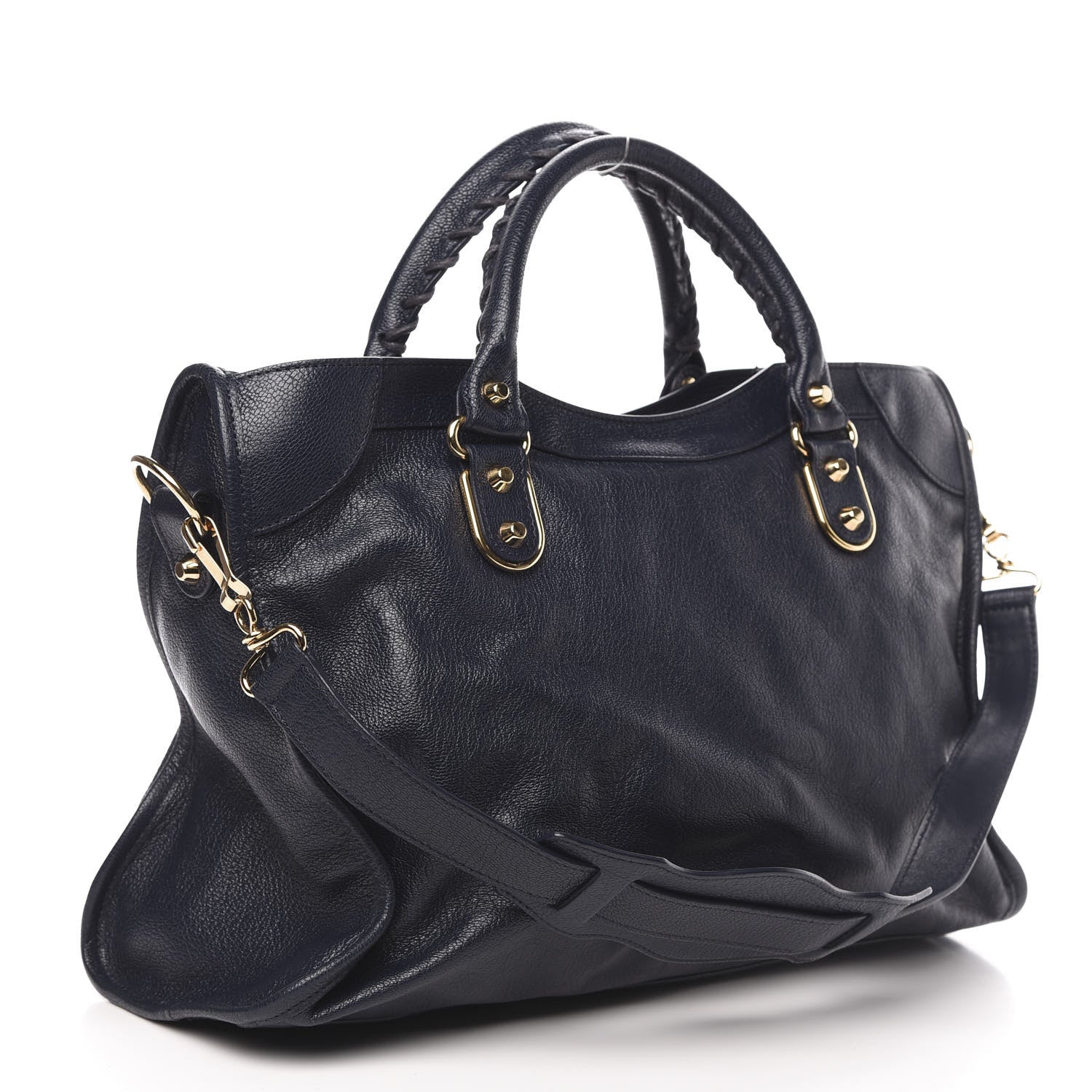 Balenciaga Chevre Gold Metallic Edge Hardware City Bleu Nuit Dark Sea 4 of 12
