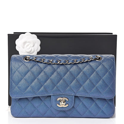 Chanel Iridescent Caviar Quilted Medium Double Flap Dark Blue 11 of 11