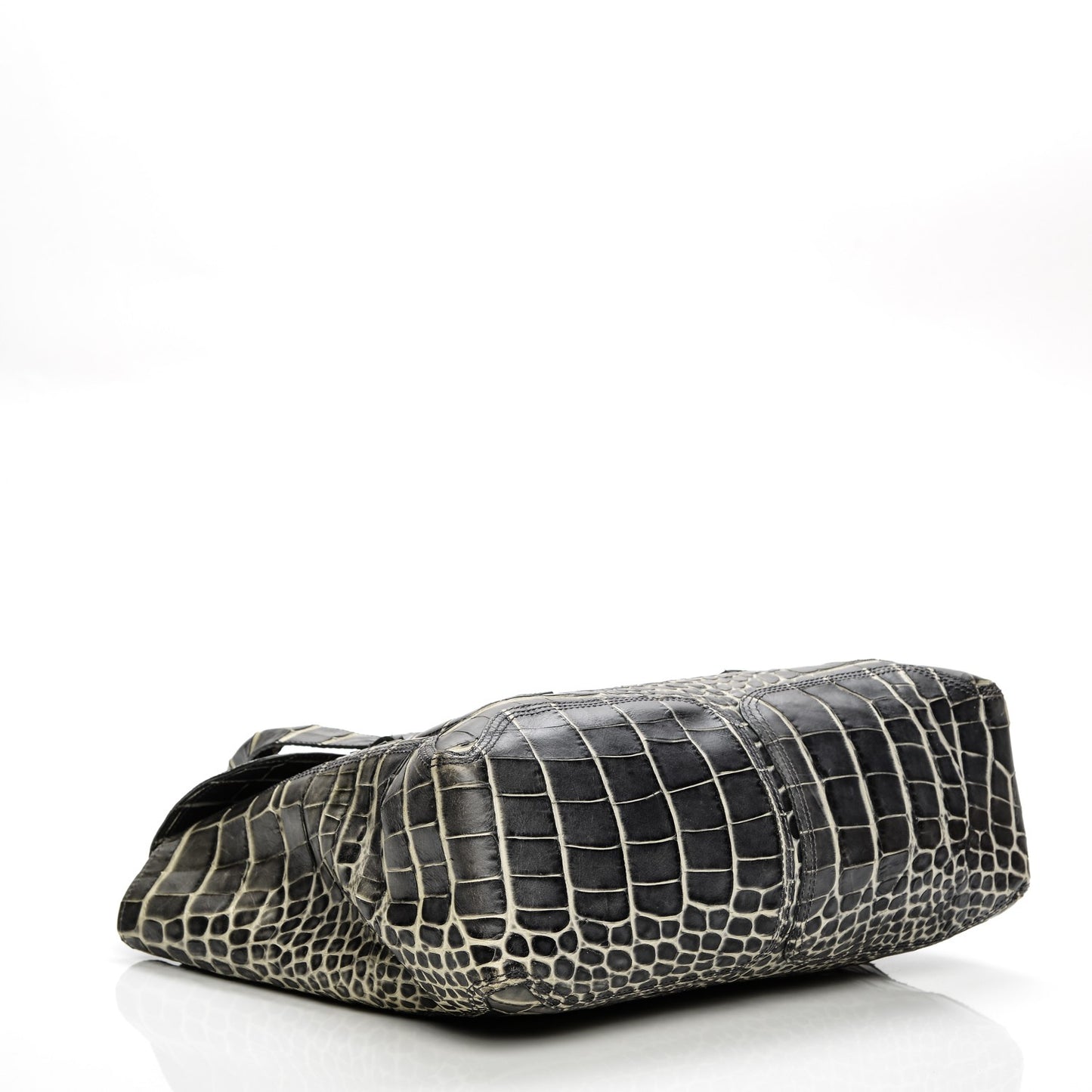 3.1 Calfskin Crocodile Embossed Large Pashli Satchel Antique Grey