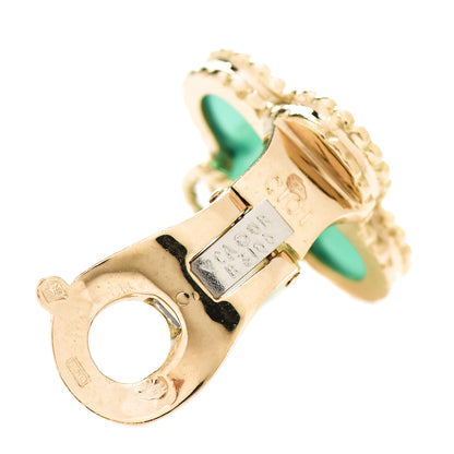 Van Cleef & Arpels 18K Yellow Gold Green Chalcedony Vintage Alhambra Clip-On Earrings 4 of 5