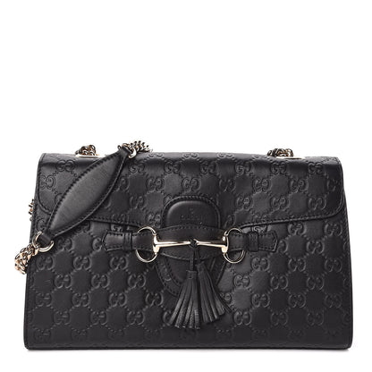 Gucci Guccissima Medium Emily Chain Shoulder Bag Black 1 of 10