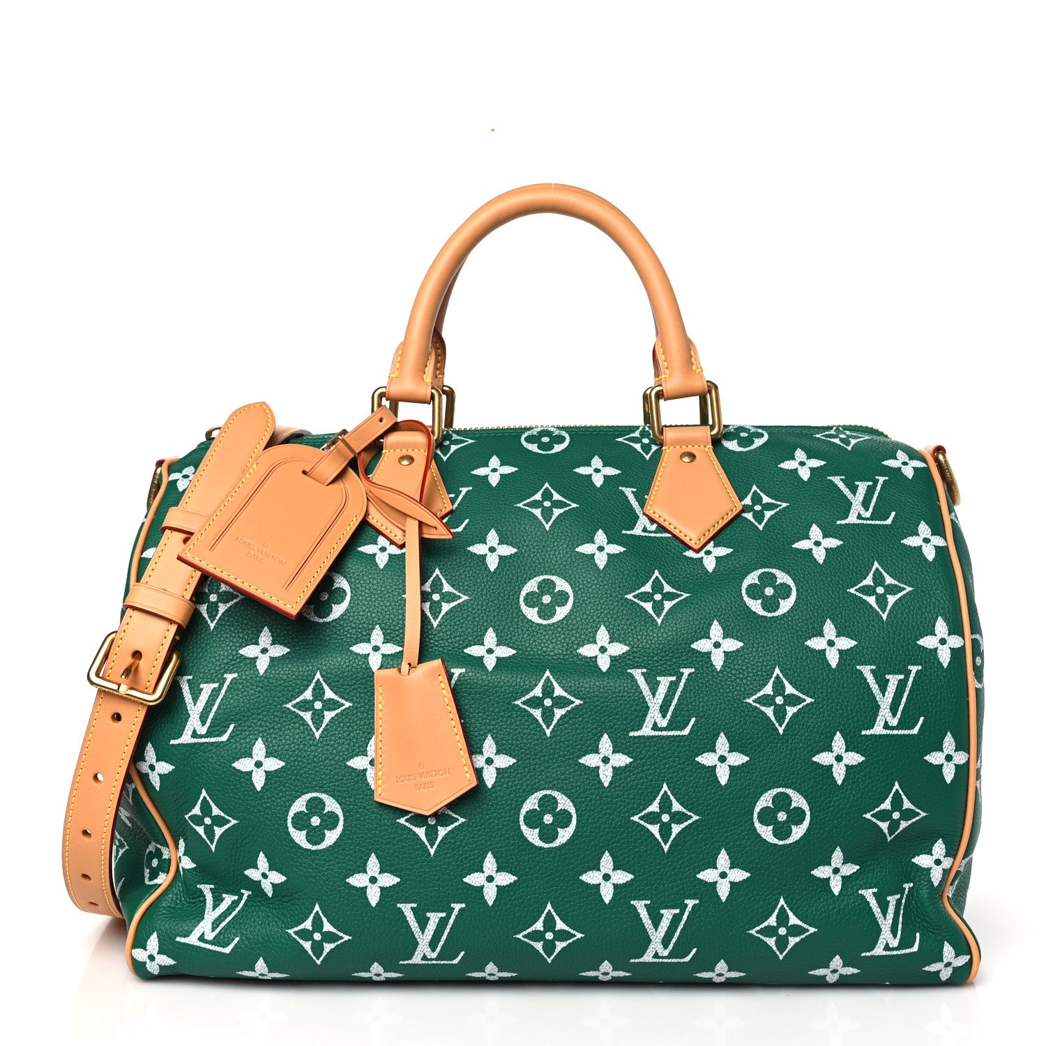 Louis Vuitton LOUIS VUITTON Calfskin Monogram Speedy P9 Bandouliere 40 Green 1 of 10