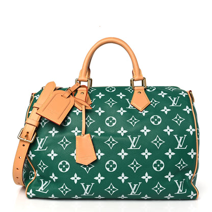 Louis Vuitton LOUIS VUITTON Calfskin Monogram Speedy P9 Bandouliere 40 Green 1 of 10