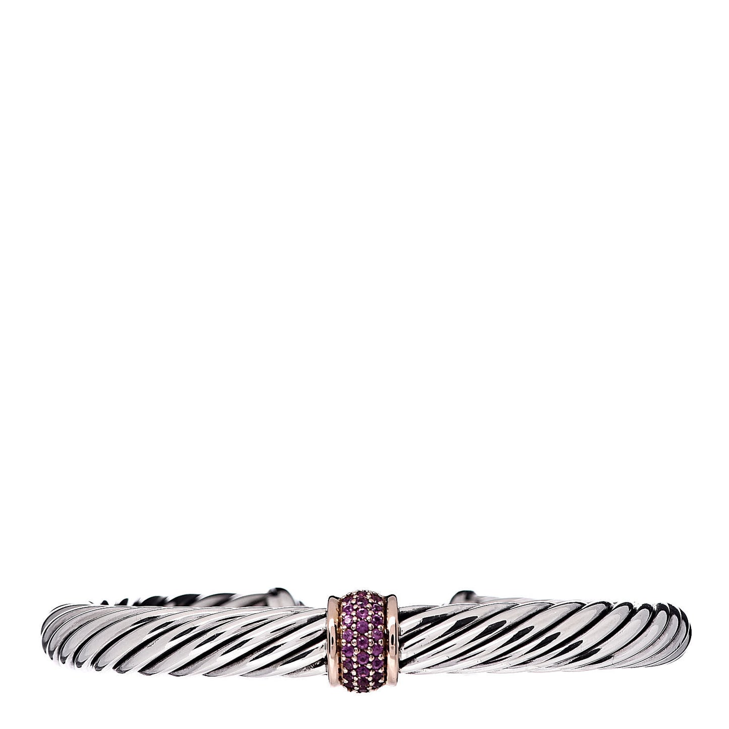 Sterling Silver 18K Rose Gold Pink Sapphire 7mm Cable Classics Single Station Bracelet