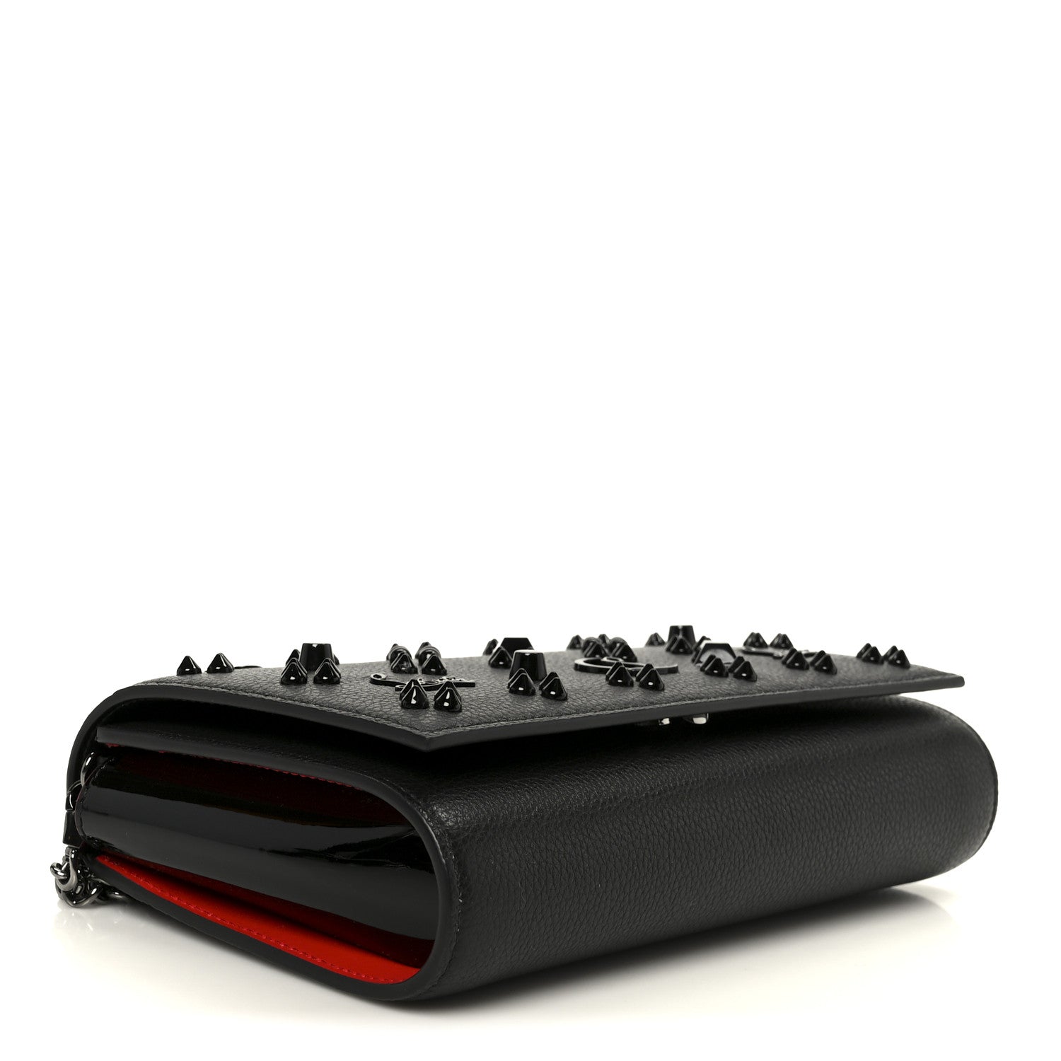 Christian Louboutin Calfskin Spikes Loubinthesky Paloma Clutch Black 4 of 11
