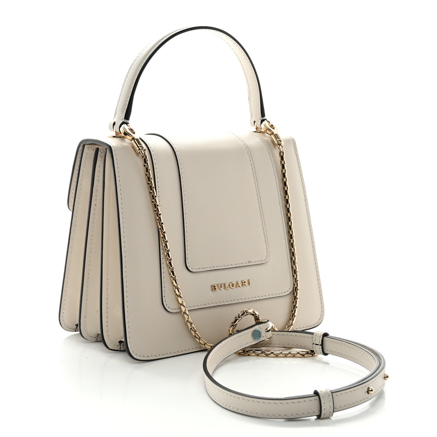 Calfskin Serpenti Forever Top Handle White