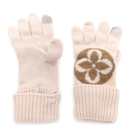 Louis Vuitton Wool Maille Knit Flight Mode LV Medallion Gloves Camel Rose 2 of 3