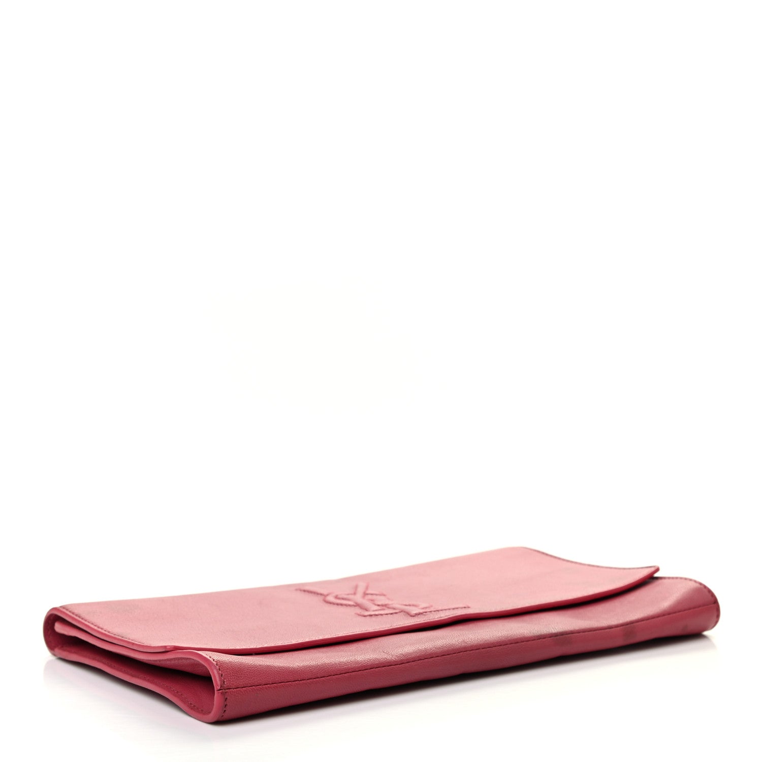 Saint Laurent Goatskin Monogram Large Belle De Jour Clutch Lipstick Fuchsia 4 of 11