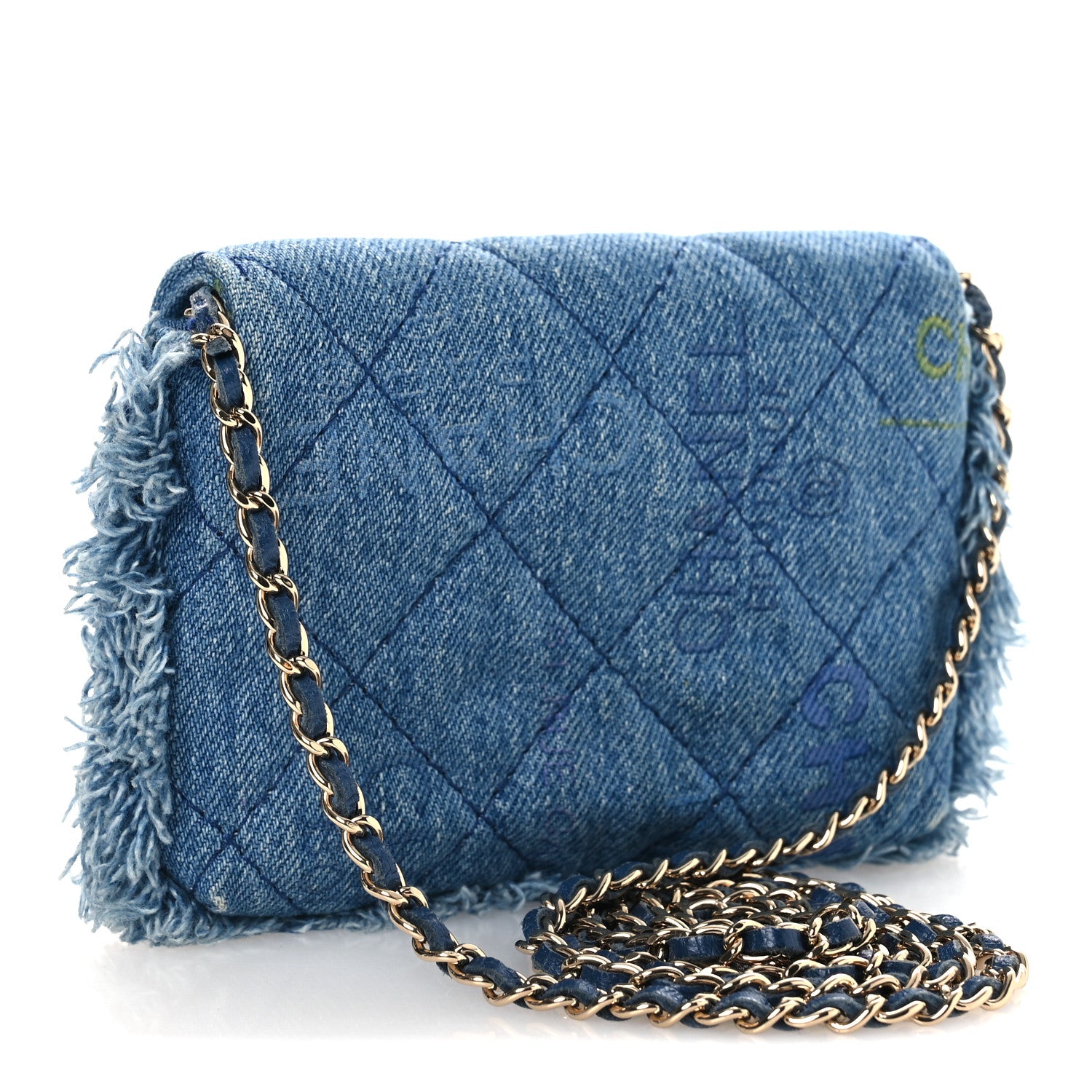 Chanel Denim Quilted Denim Mood Clutch With Chain Blue Multicolor 4 of 19