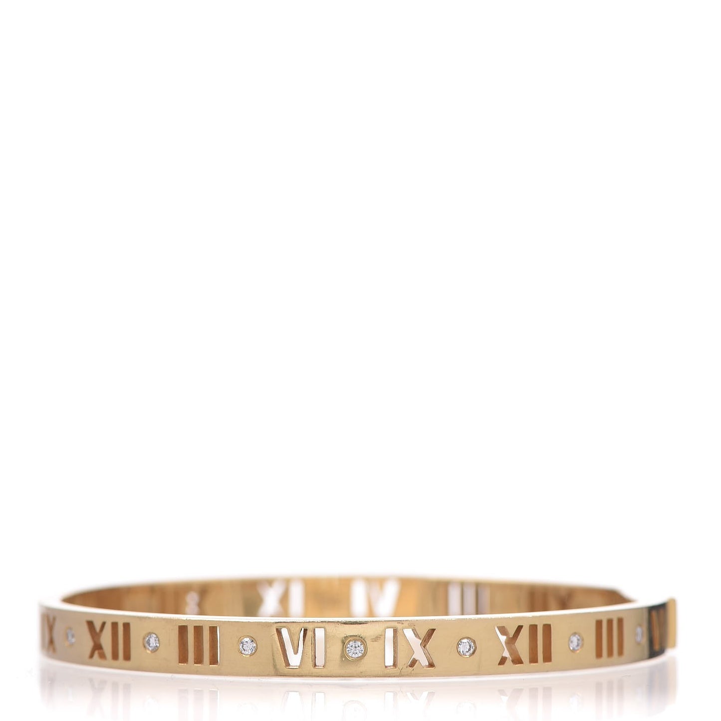 18K Yellow Gold Diamond Atlas Pierced Hinged Bangle Bracelet