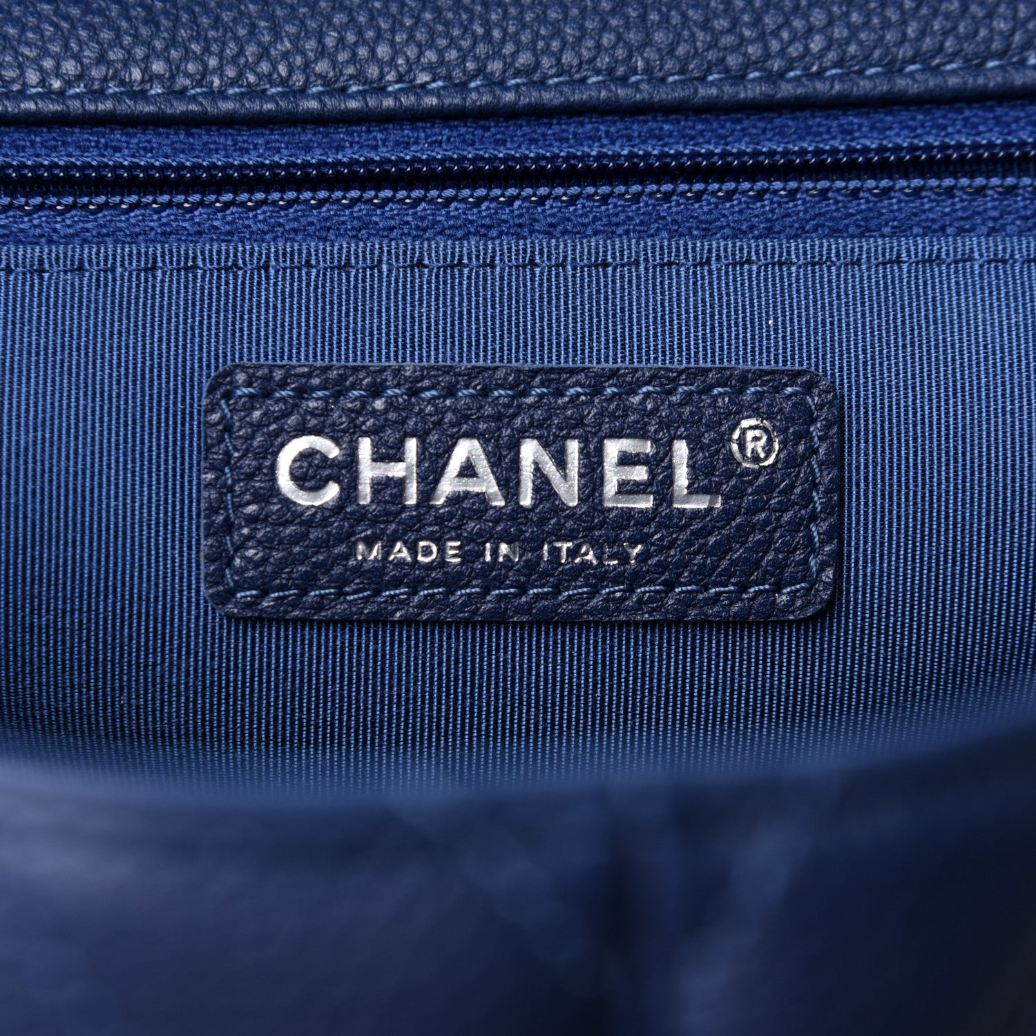Chanel Caviar Chevron Quilted Large Puffy CC Flap Navy 6 of 13