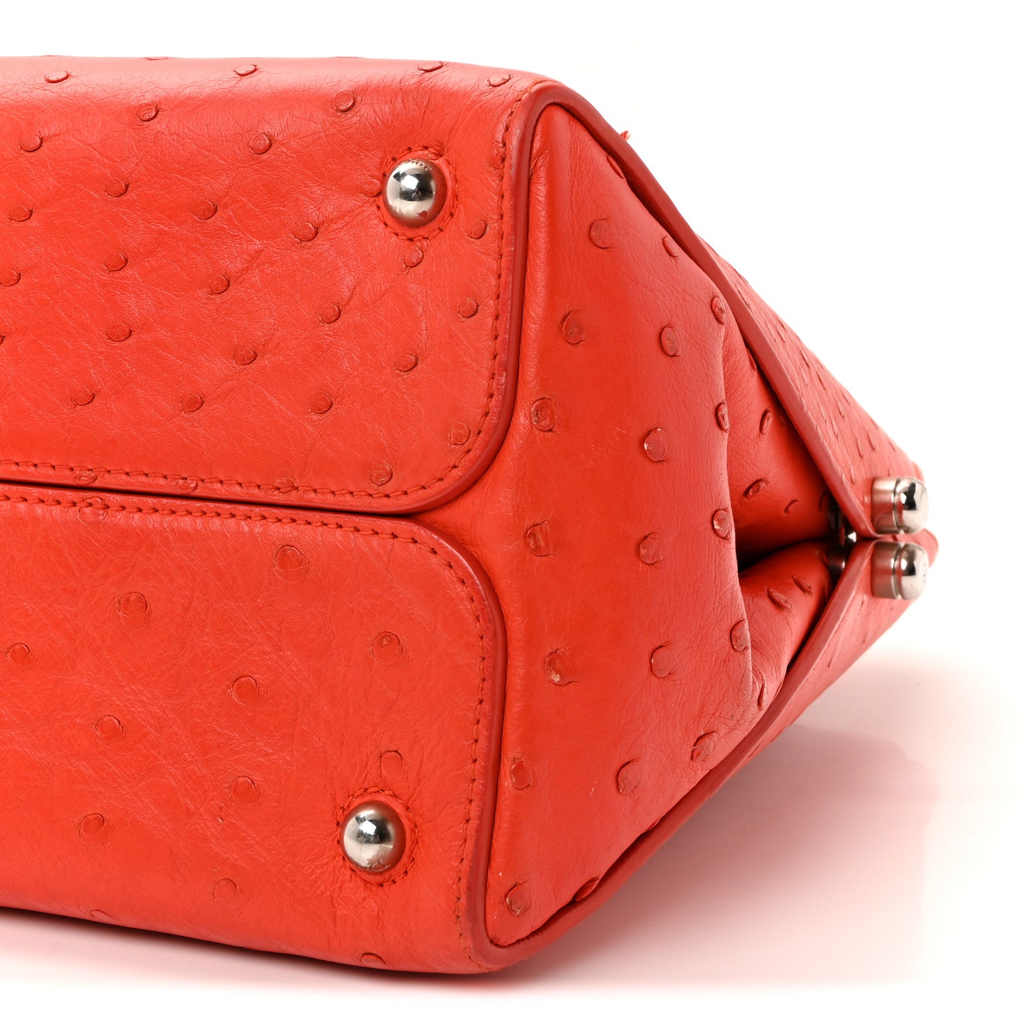 Christian Dior Ostrich Large Open Bar Tote Orange 1814559