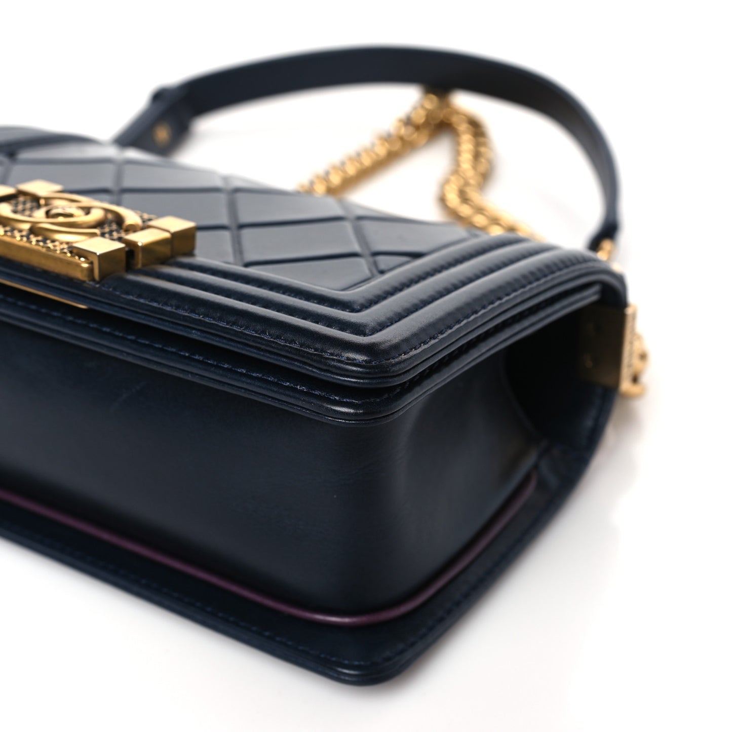 Calfskin Embossed Small Paris Salzburg Boy Flap Navy
