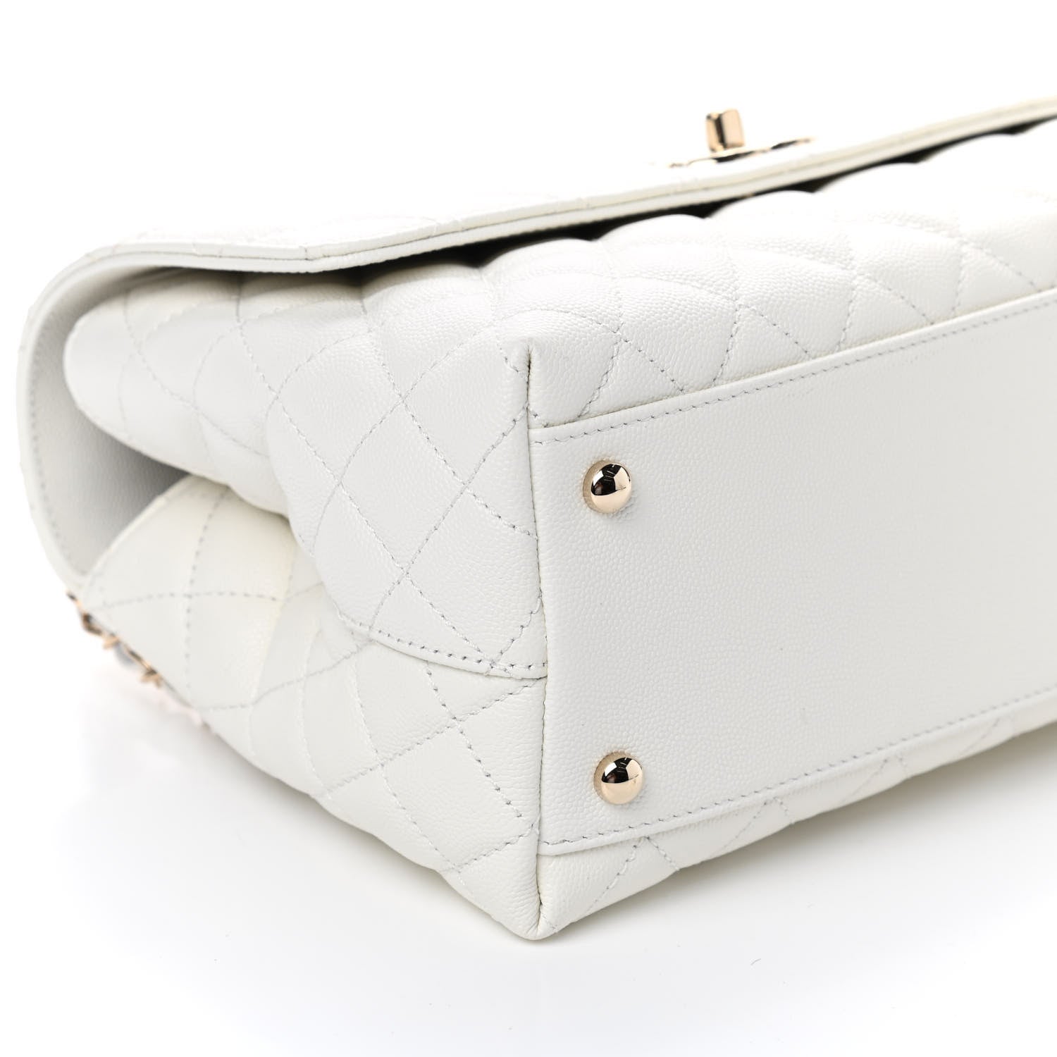 Chanel Caviar Quilted Small Coco Handle Flap White 8 of 11