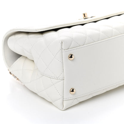 Chanel Caviar Quilted Small Coco Handle Flap White 8 of 11