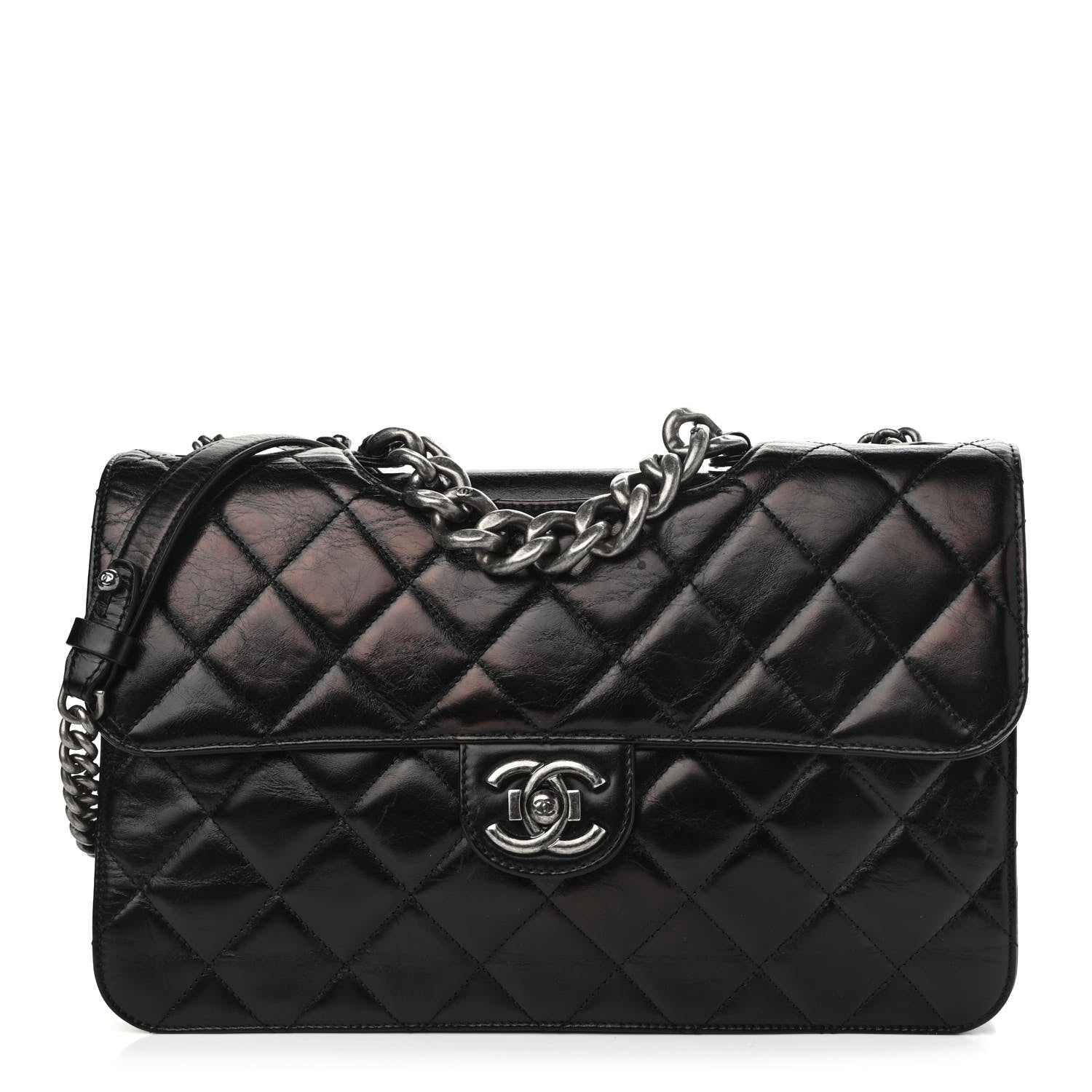Chanel Glazed Calfskin Quilted Large Perfect Edge Flap Black 1 of 15