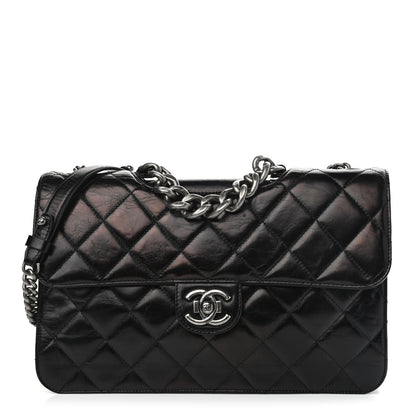 Chanel Glazed Calfskin Quilted Large Perfect Edge Flap Black 1 of 15