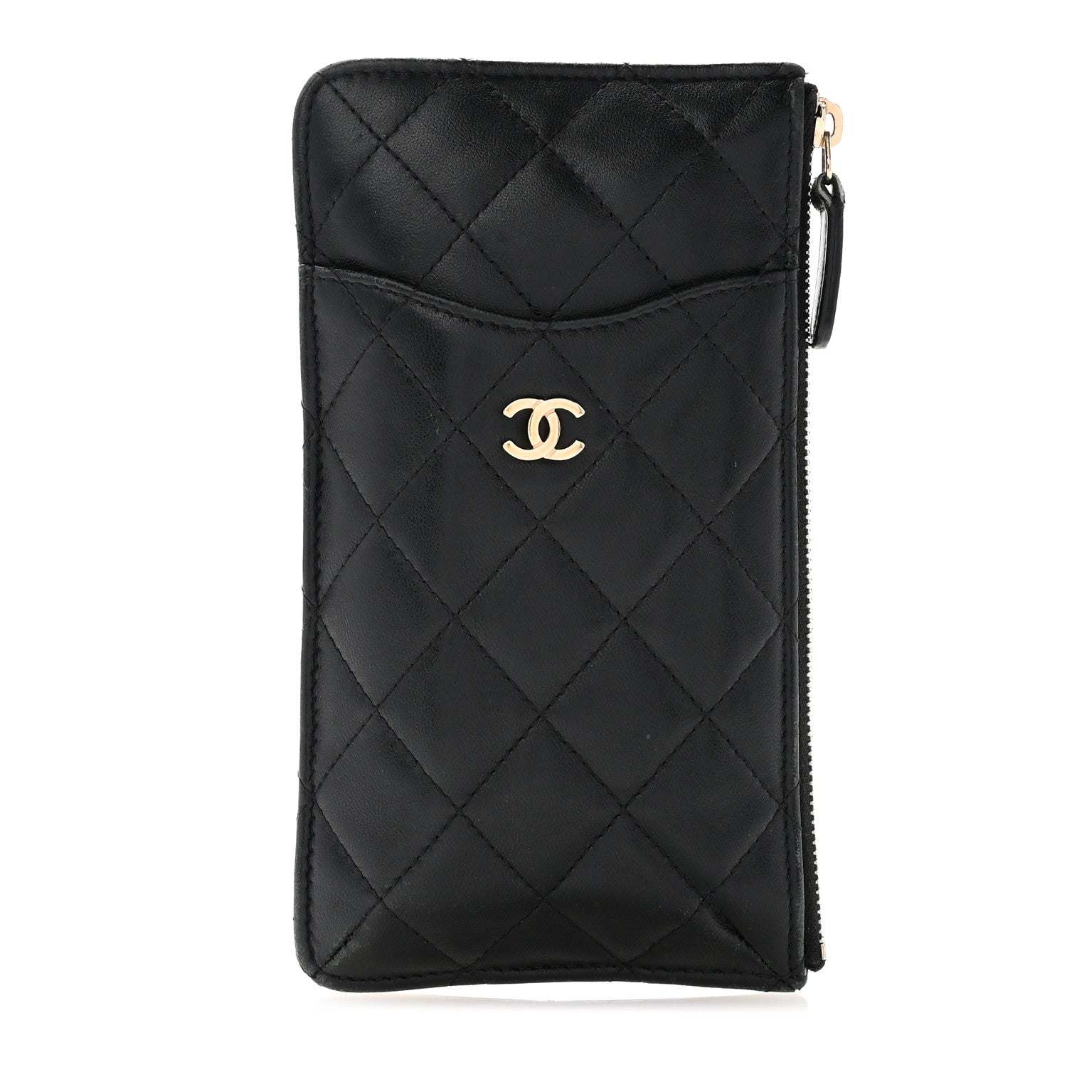 Chanel Lambskin Quilted Classic Flat Wallet Pouch Black 1 of 8