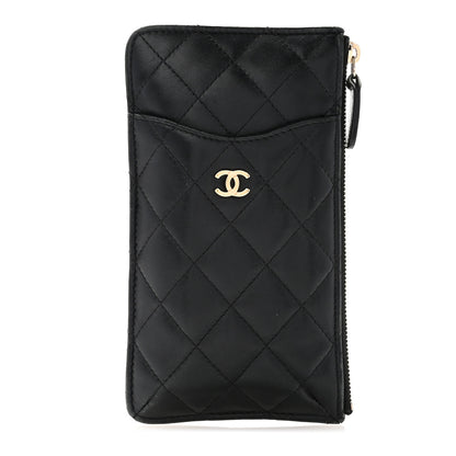 Chanel Lambskin Quilted Classic Flat Wallet Pouch Black 1 of 8