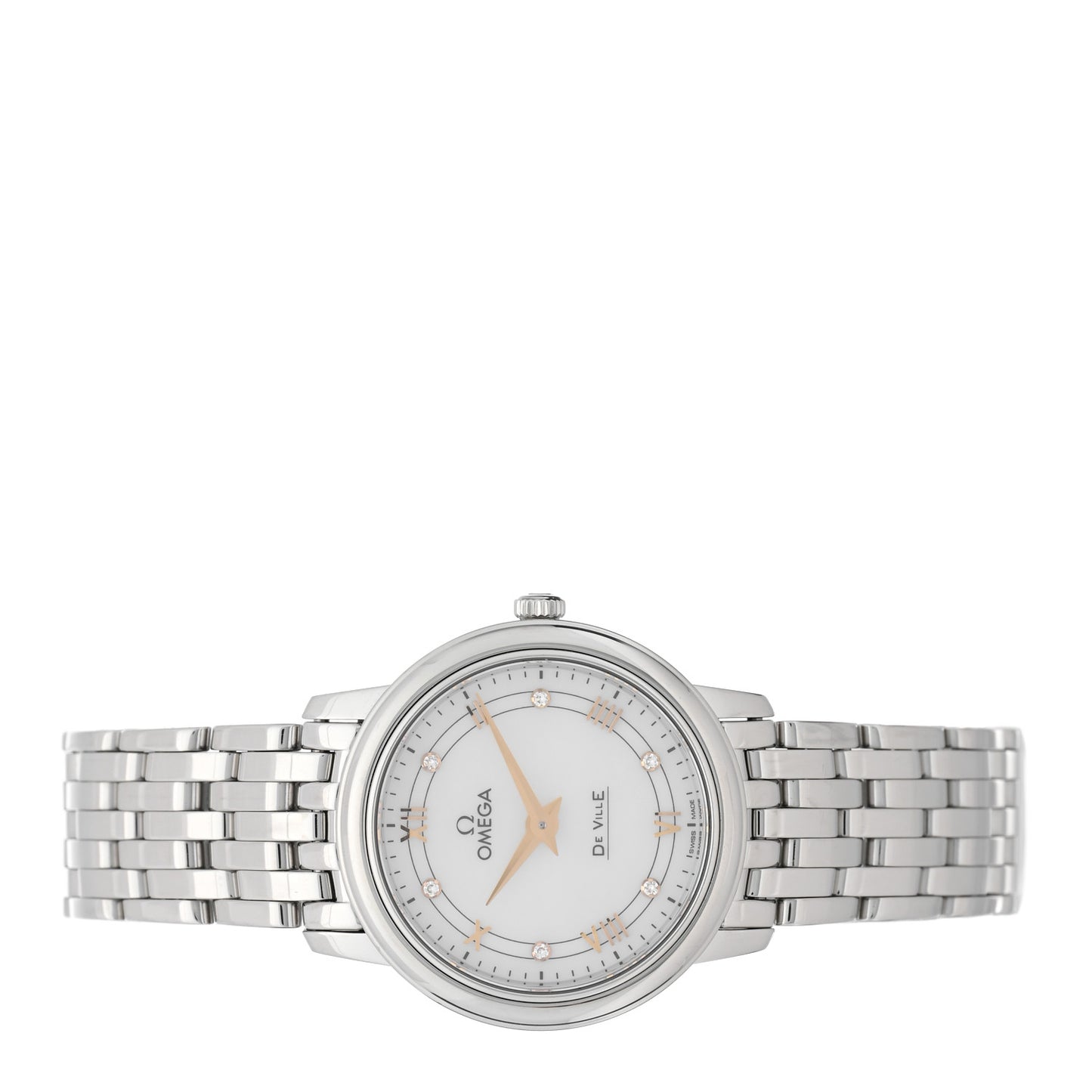 Stainless Steel Diamond Mother of Pearl 27mm De Ville Prestige Quartz Watch 424.10.27.60.55.001