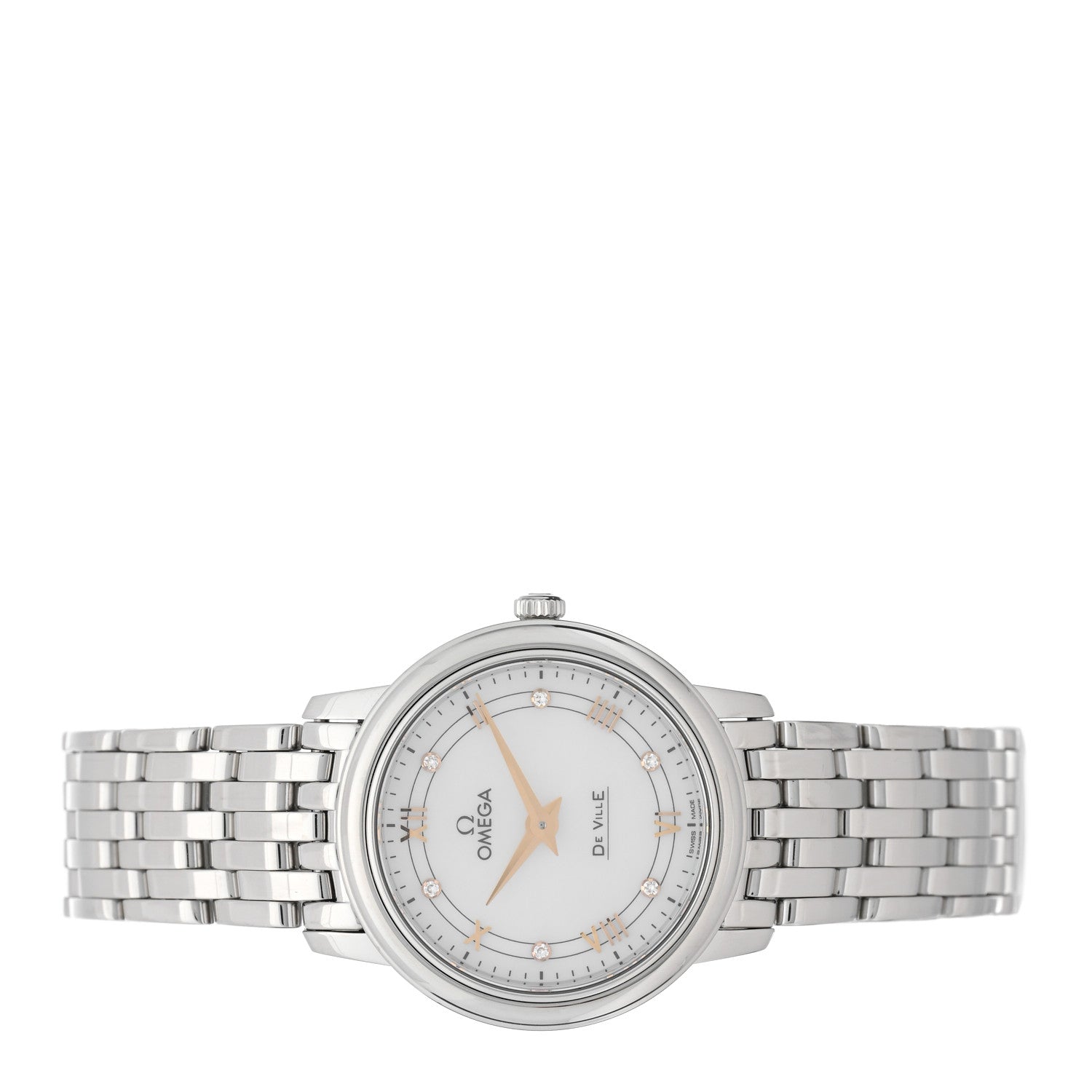 Omega Stainless Steel Diamond Mother of Pearl 27mm De Ville Prestige Quartz Watch 424.10.27.60.55.001 2 of 5