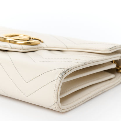 Gucci Calfskin Matelasse GG Marmont Chain Wallet Mystic White 10 of 14