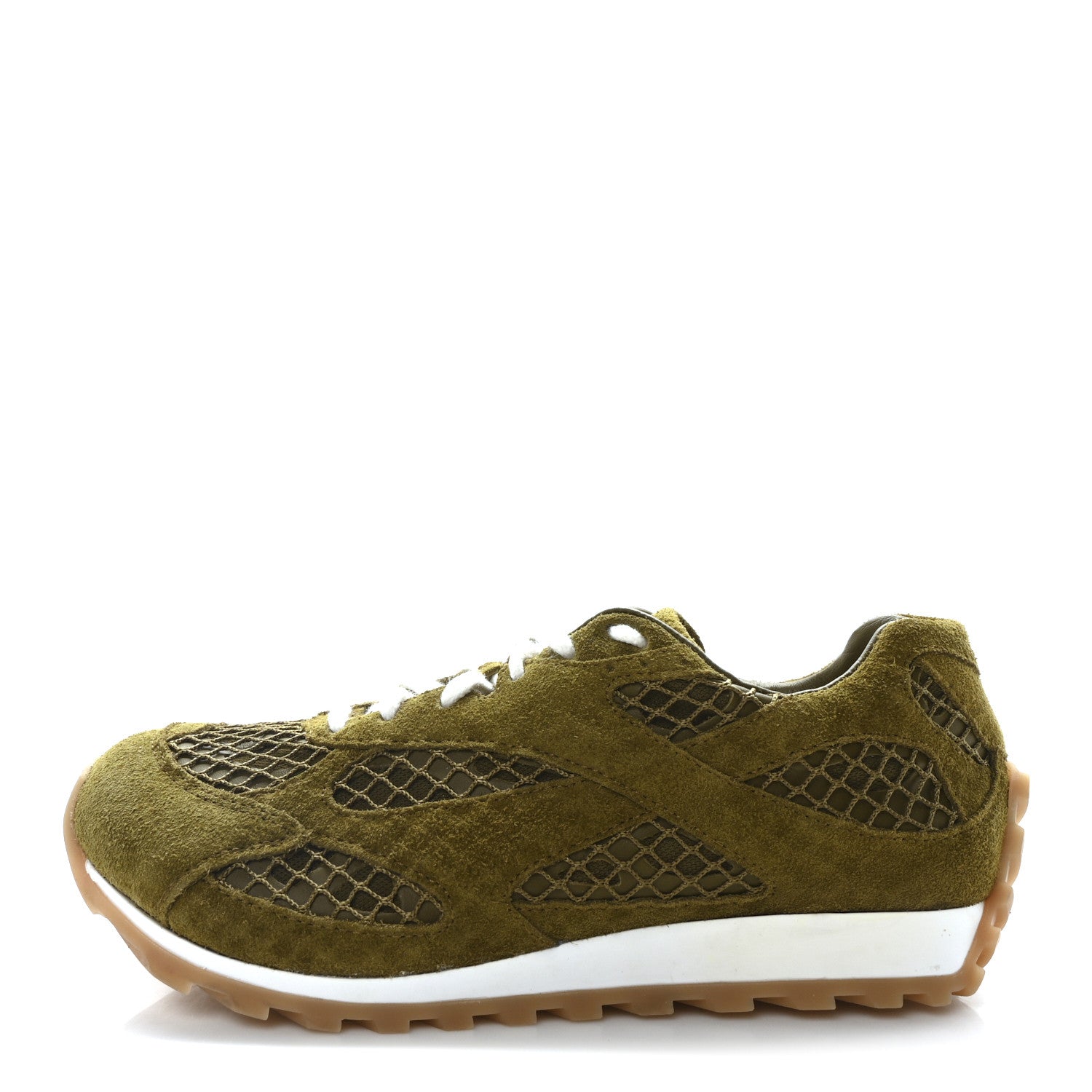 Bottega Veneta Calfskin Fishnet Fabric Orbit Sneakers 37 Olive Oil 1 of 9