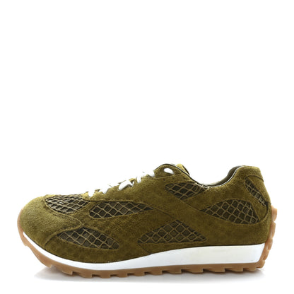 Bottega Veneta Calfskin Fishnet Fabric Orbit Sneakers 37 Olive Oil 1 of 9