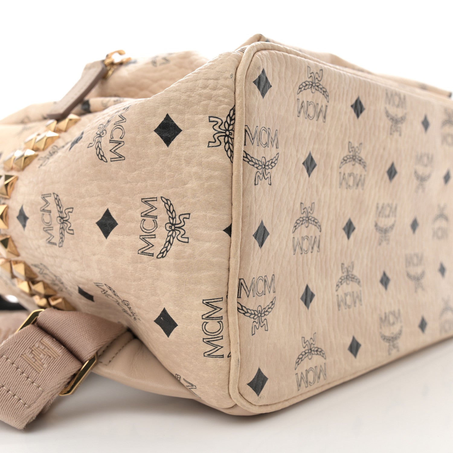 MCM Visetos Medium Studded Stark Backpack Beige 9 of 14