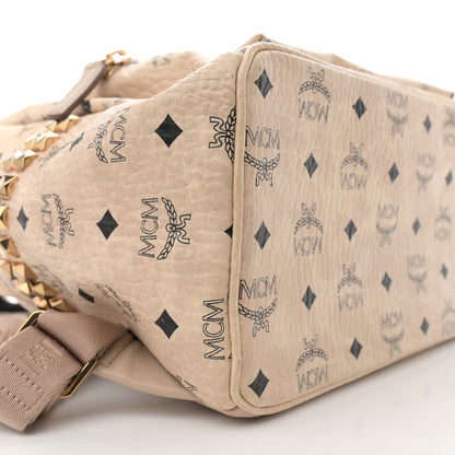 MCM Visetos Medium Studded Stark Backpack Beige 9 of 14