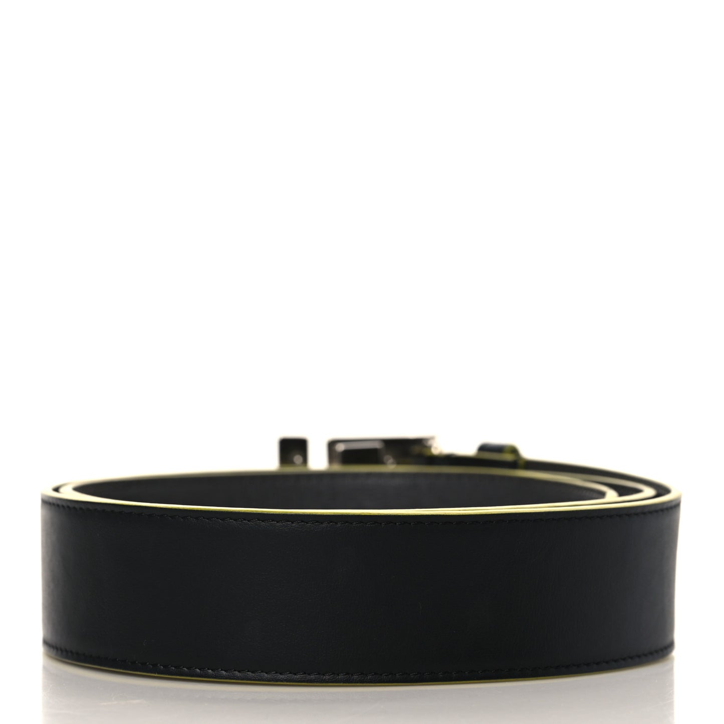 Vitello Century Elite Enamel FF Buckle Belt 100 40 Black Giallo Fluo