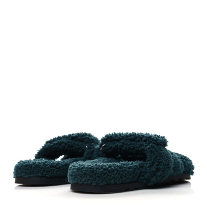 Hermes Woolskin Womens Chypre Sandals 36 Vert Anglais 4 of 8
