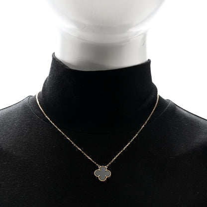 Van Cleef & Arpels 18K Yellow Gold Black Onyx Vintage Alhambra Pendant Necklace 2 of 4