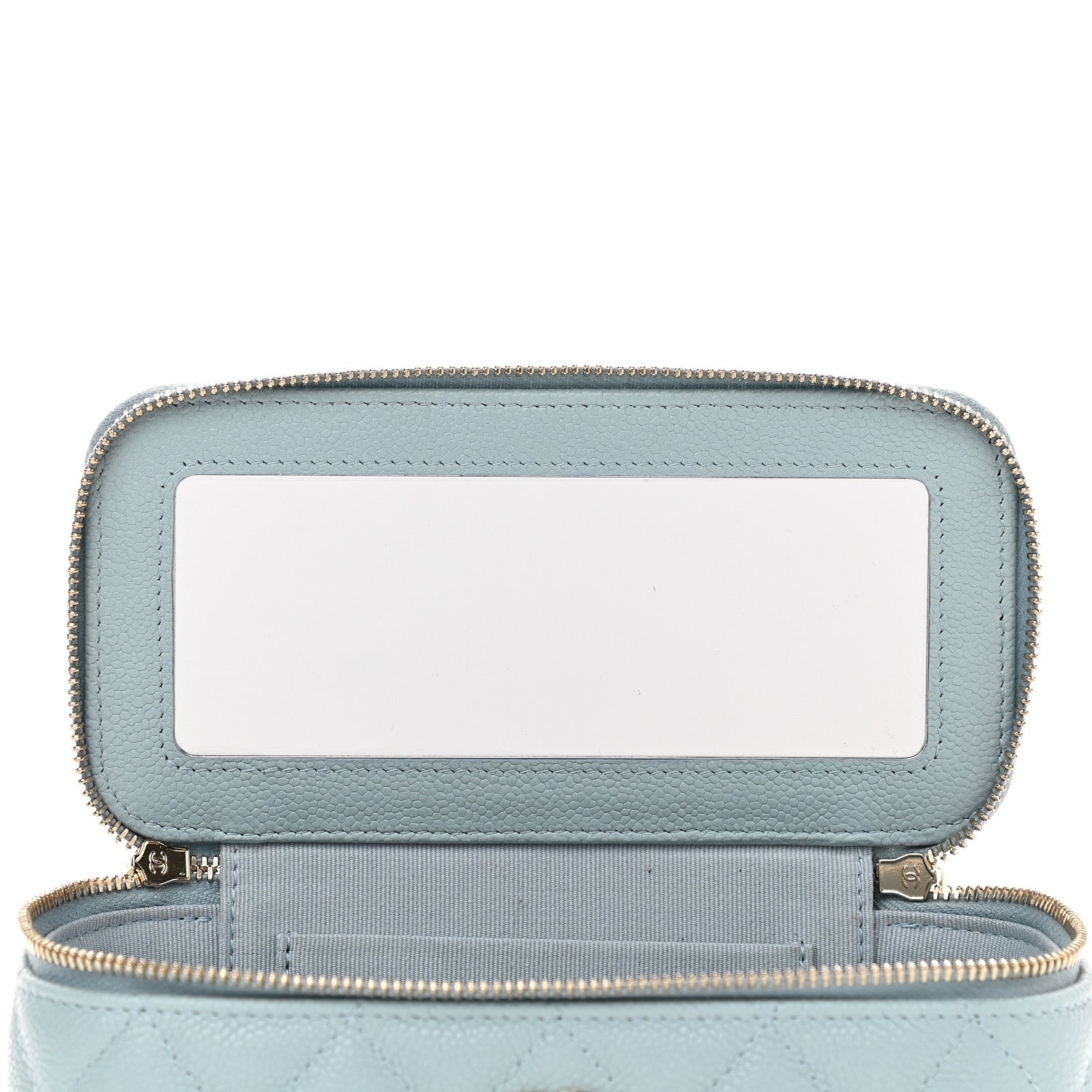 Chanel Caviar Quilted Small Tiny CC Vanity Case With Chain Light Blue 6 of 10
