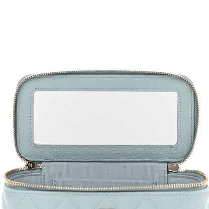 Chanel Caviar Quilted Small Tiny CC Vanity Case With Chain Light Blue 6 of 10