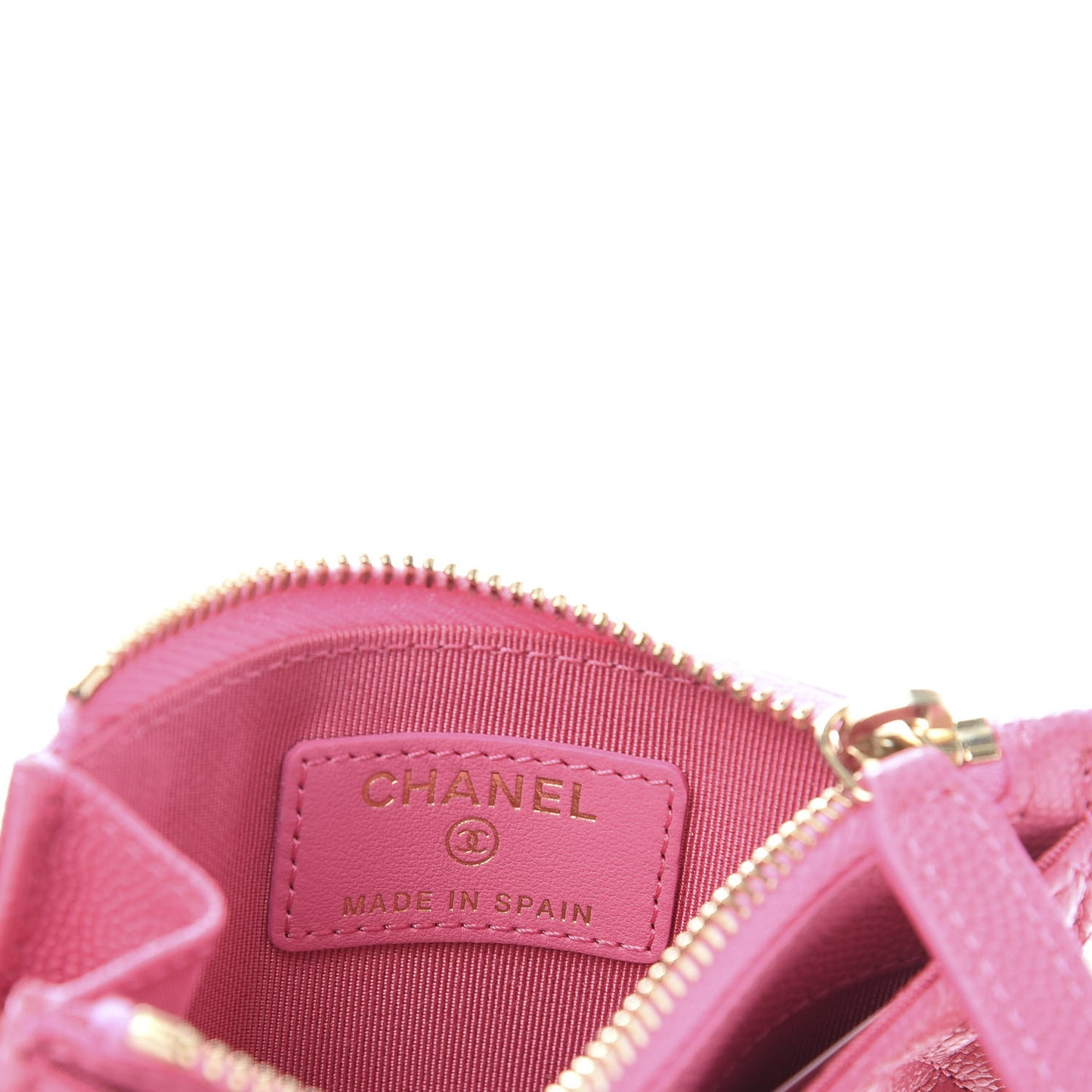 Caviar Quilted CC Zip Card Holder Pink
