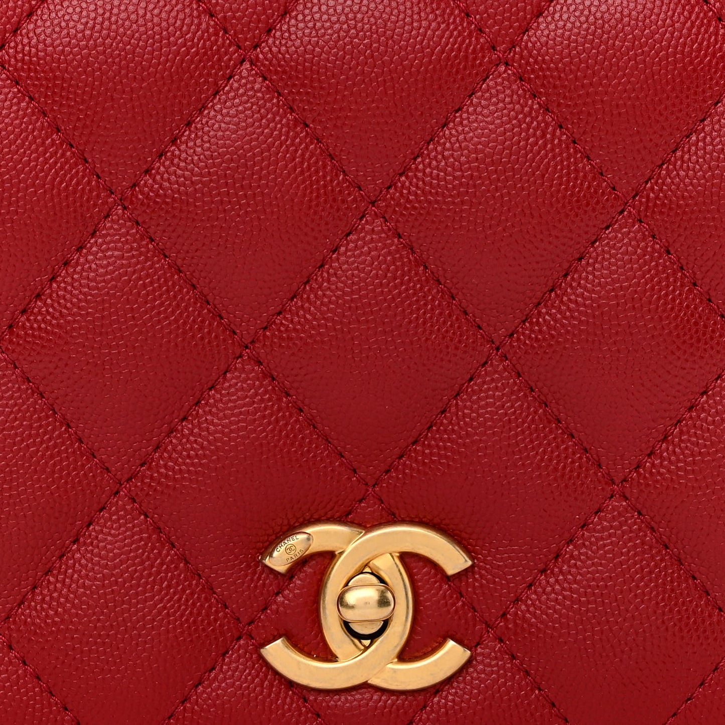 Caviar Quilted Mini Top Handle Flap Red