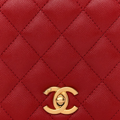 Chanel Caviar Quilted Mini Top Handle Flap Red 9 of 12