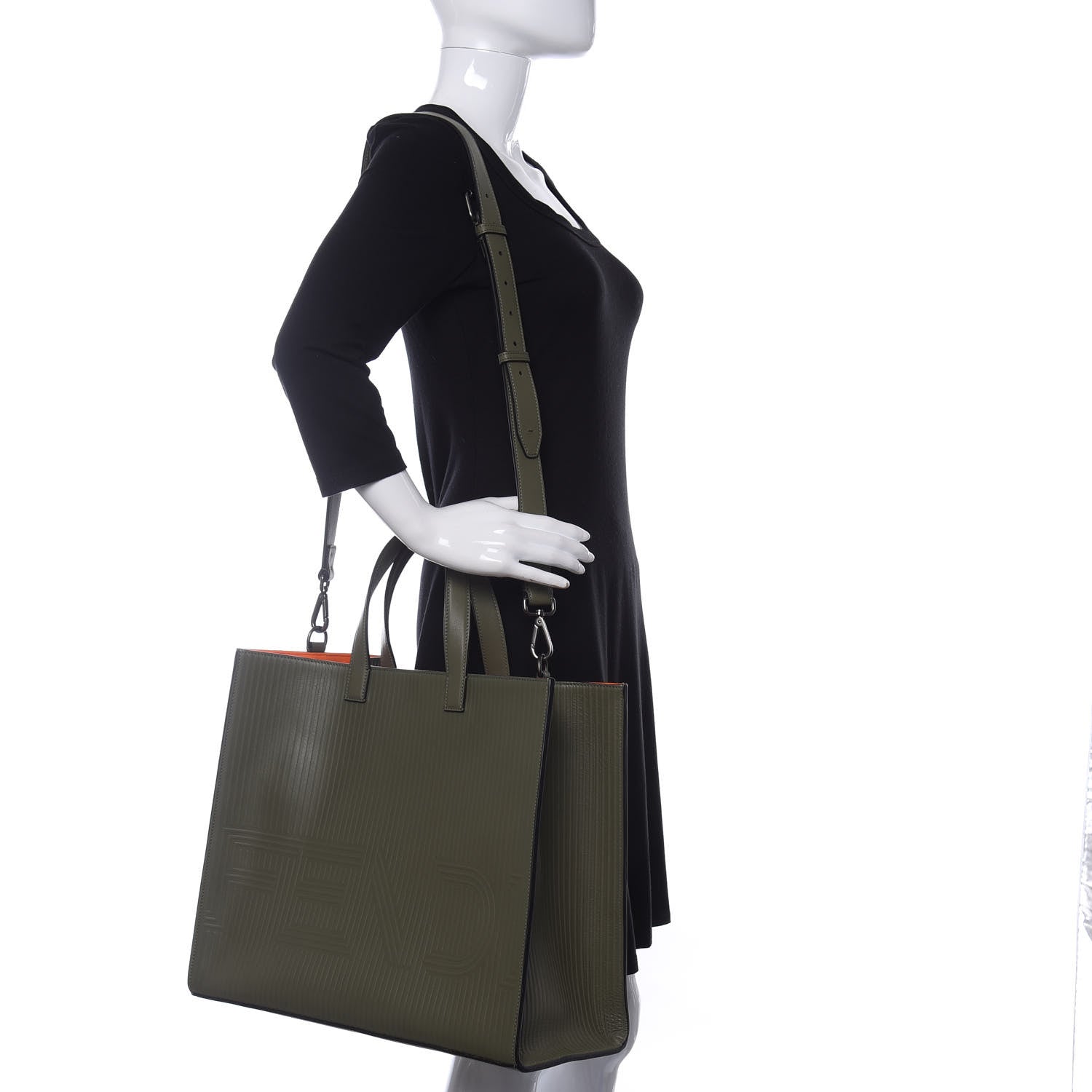 Fendi Calfskin Optic Stripe Shopping Tote Equatore 2 of 9