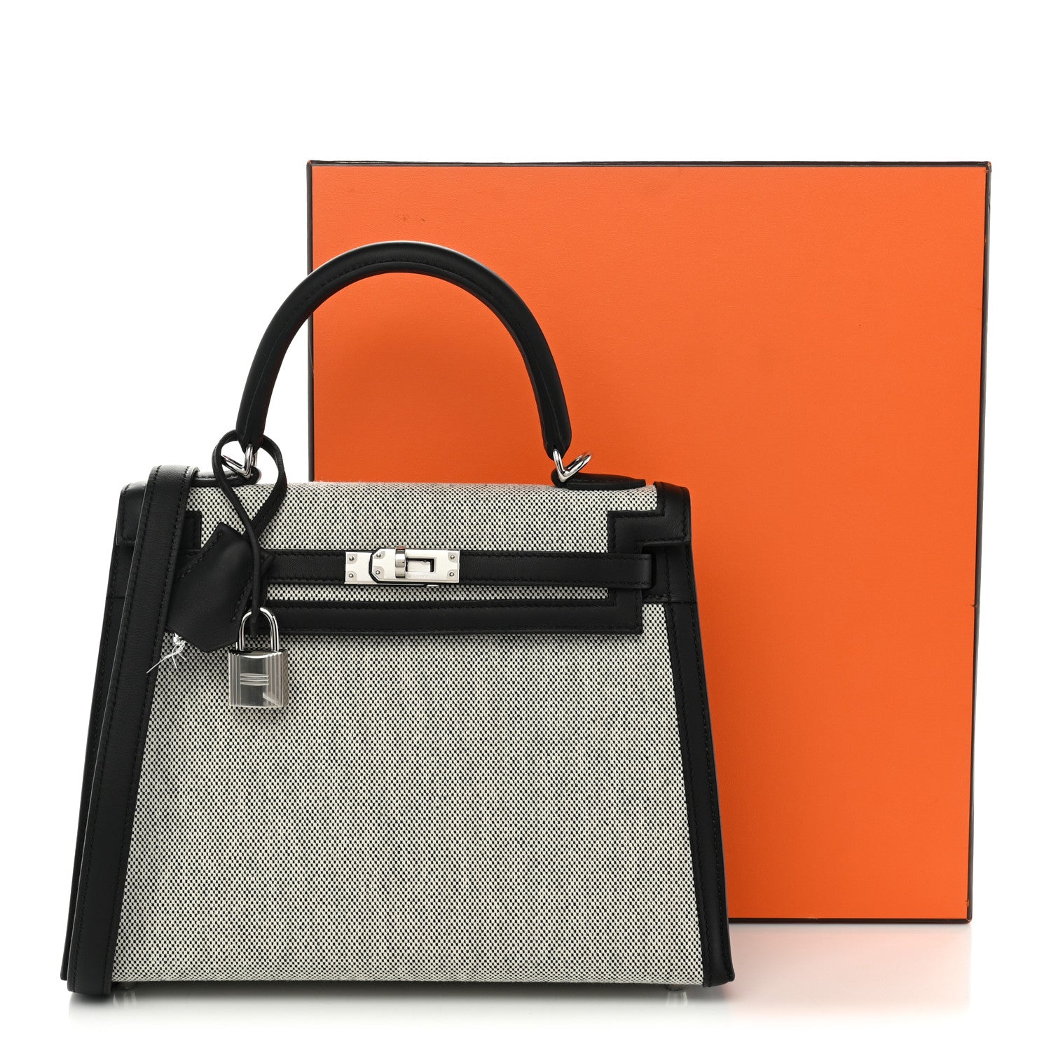 Hermes Toile H Swift Kelly Sellier 25 Ecru Black 10 of 10